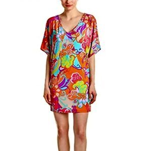 TRINA Trina Turk 60s Vibes Groovy Floral Psychedelic Print Coverup / Dress Sz. S
